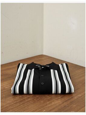 Vintage Striped Knitted Polo Shirt, Recycled Polyester Blend, Regular Fit